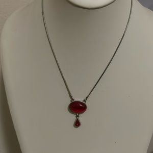 Claire’s Red Glass w/ teardrop necklace